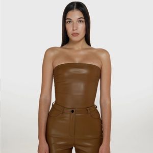 NWT! CULTNAKED vegan brown leather tube top